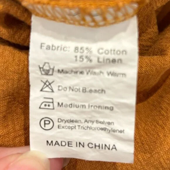 Rust Orange Linen Blend Overalls Cotton Relaxed Fit Women’s M - Picture 4 of 5